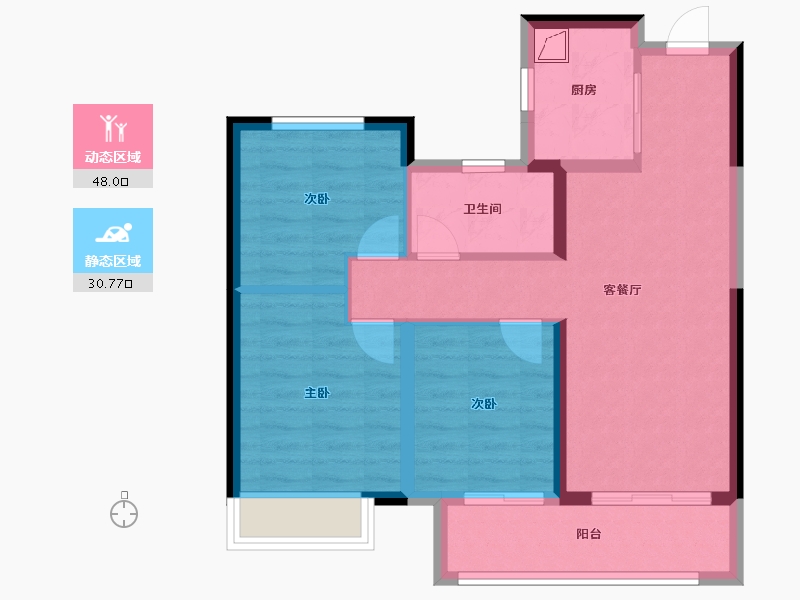 江苏省-镇江市-绿地·翠园-69.75-户型库-动静分区