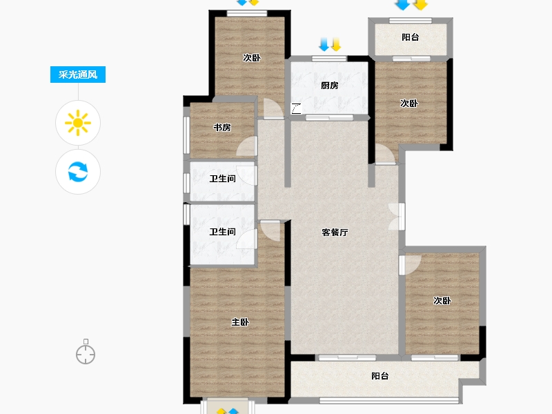 陕西省-西安市-大华锦绣前程-134.00-户型库-采光通风