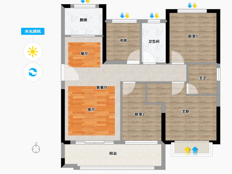 福建省-泉州市-悦公馆-92.00-户型库-采光通风