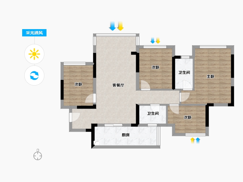 重庆-重庆市-旭辉金科空港-95.00-户型库-采光通风