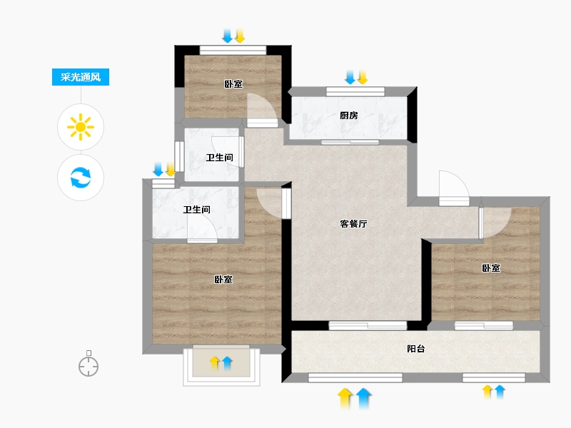 江苏省-常州市-常发珑玥-56.27-户型库-采光通风