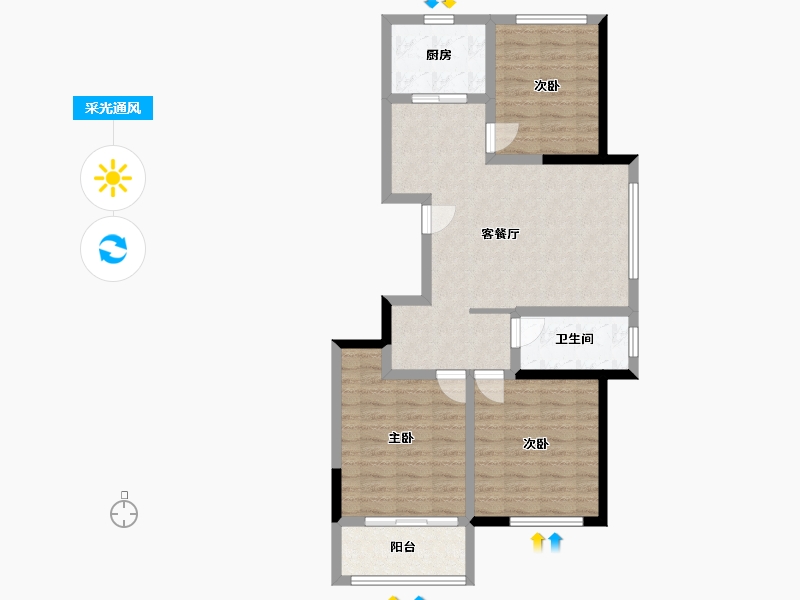 山东省-德州市-香榭丽小镇北区-90.00-户型库-采光通风