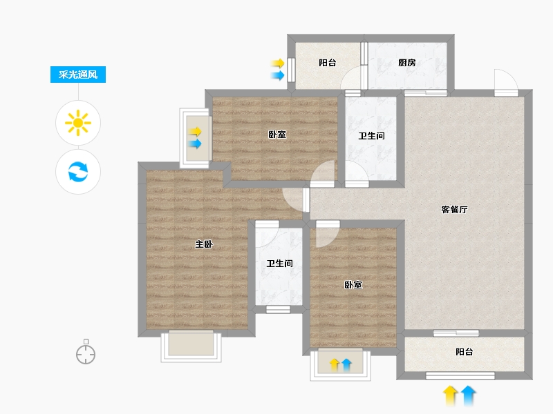 贵州省-贵阳市-鹭岛国际二期-97.83-户型库-采光通风