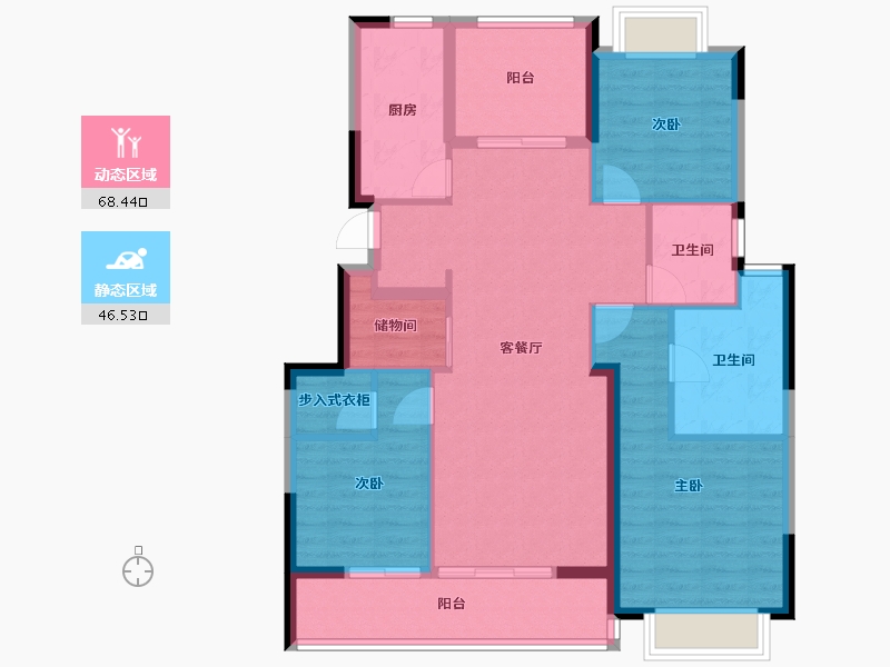 江苏省-常州市-绿城江南里-103.20-户型库-动静分区