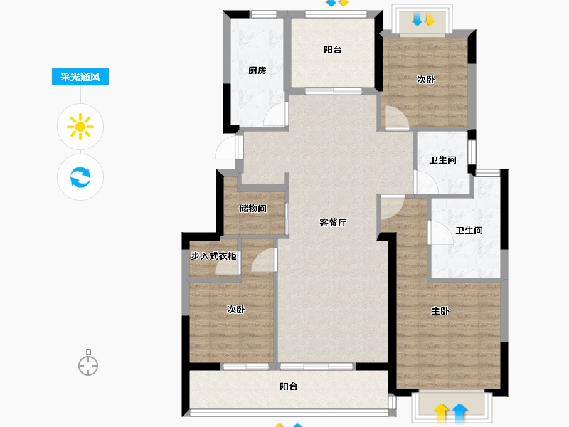 江苏省-常州市-绿城江南里-103.20-户型库-采光通风