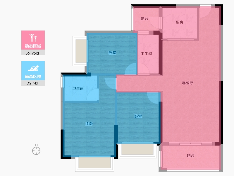 广东省-广州市-敏捷绿湖首府-85.67-户型库-动静分区