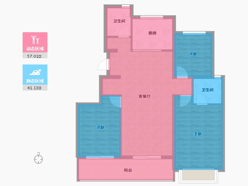 浙江省-宁波市-绿城·春熙月明-88.77-户型库-动静分区