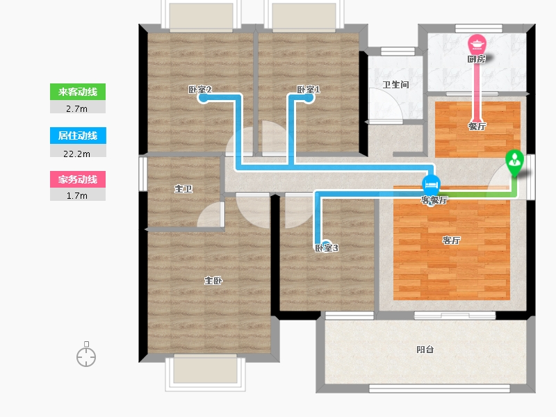 福建省-泉州市-武夷时代天越-96.80-户型库-动静线