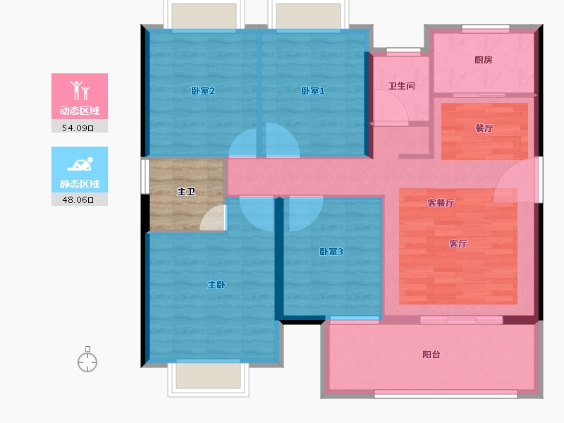 福建省-泉州市-武夷时代天越-96.80-户型库-动静分区