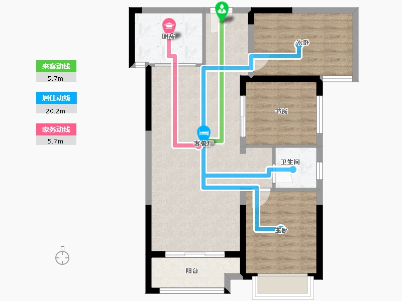 湖南省-长沙市-恒基旭辉湖山赋-79.43-户型库-动静线