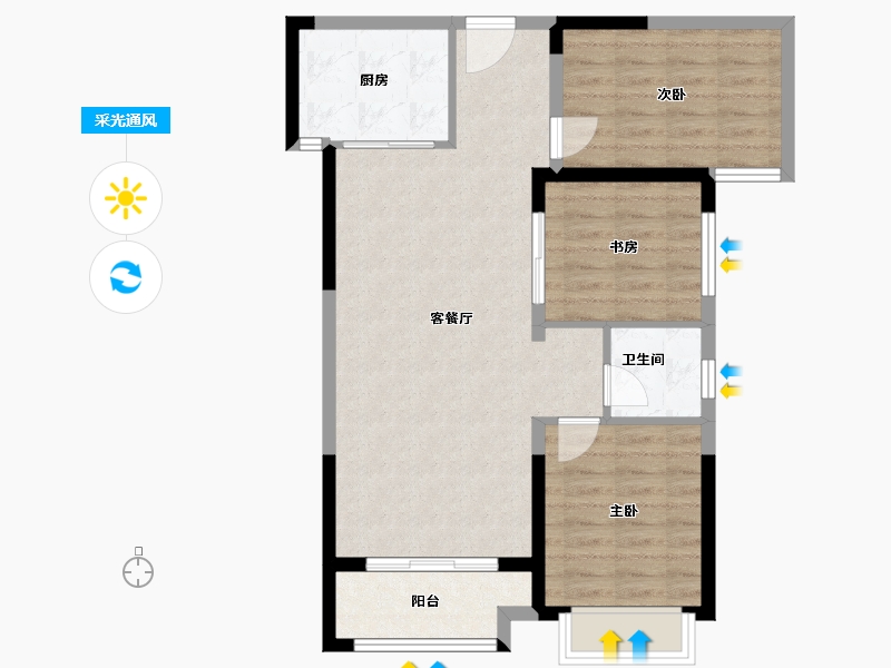 湖南省-长沙市-恒基旭辉湖山赋-79.43-户型库-采光通风