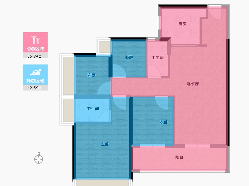 广东省-广州市-越秀·和樾府-88.10-户型库-动静分区