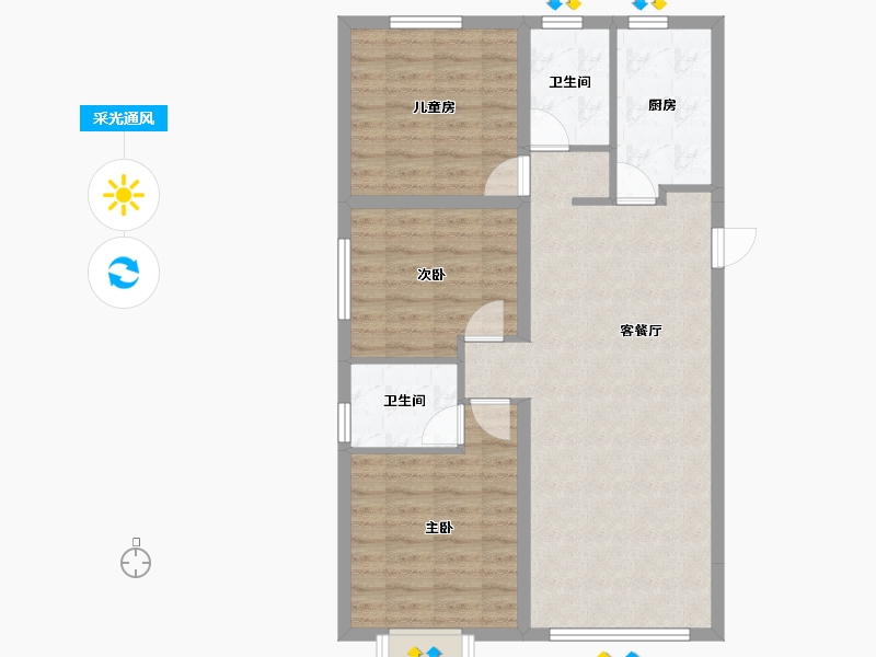 山西省-太原市-山钢铭著-82.96-户型库-采光通风