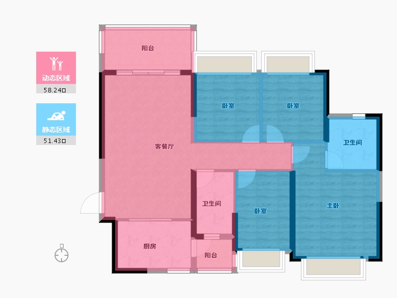 广东省-广州市-广州恒大紫荆学府-98.60-户型库-动静分区