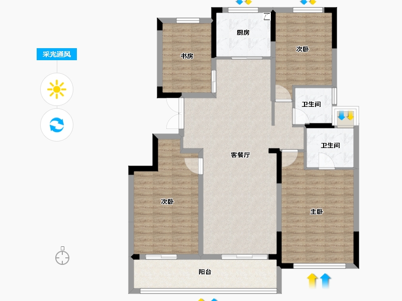 江苏省-常州市-绿城江南里-118.40-户型库-采光通风