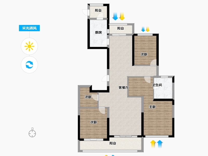 浙江省-宁波市-融创江滨之城-126.26-户型库-采光通风