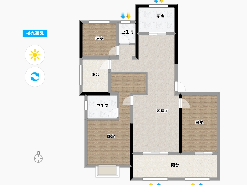 江苏省-常州市-常发珑玥-120.76-户型库-采光通风