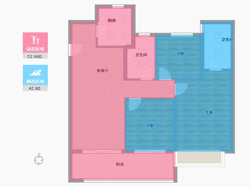 江苏省-常州市-三盛兆地汝悦春秋-86.37-户型库-动静分区