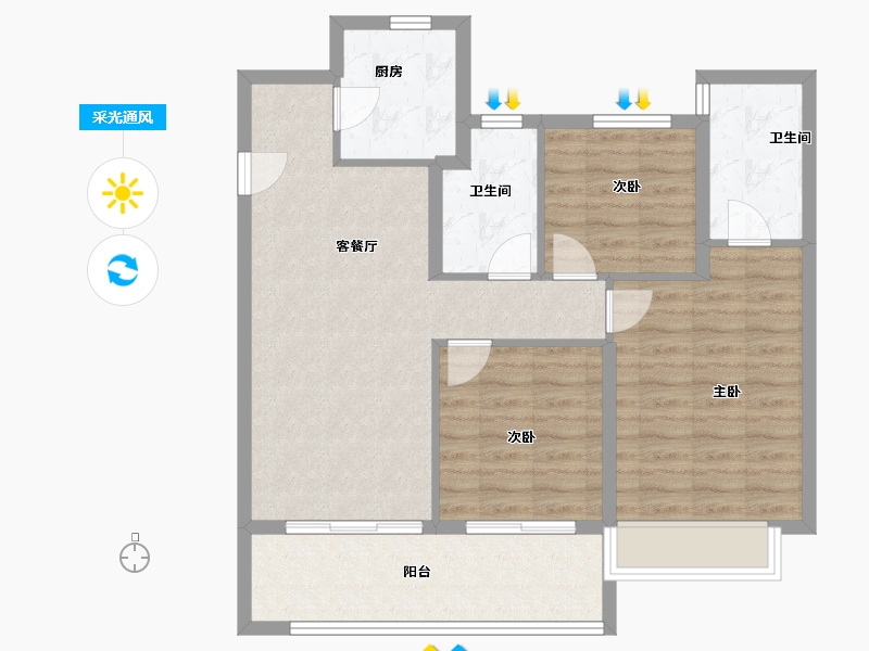 江苏省-常州市-三盛兆地汝悦春秋-86.37-户型库-采光通风