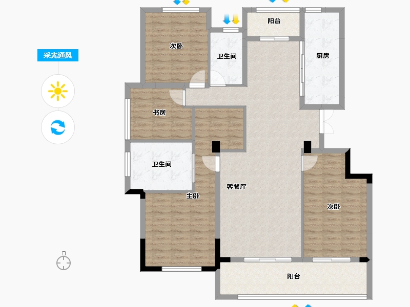 江苏省-常州市-绿城江南里-136.01-户型库-采光通风