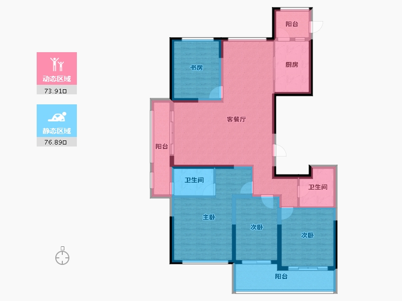 浙江省-宁波市-融创江滨之城-135.34-户型库-动静分区