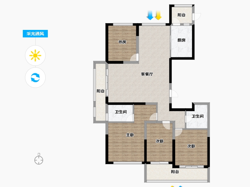 浙江省-宁波市-融创江滨之城-135.34-户型库-采光通风