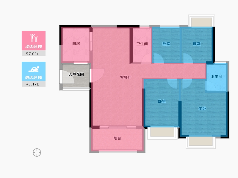 广东省-广州市-敏捷绿湖首府-96.20-户型库-动静分区