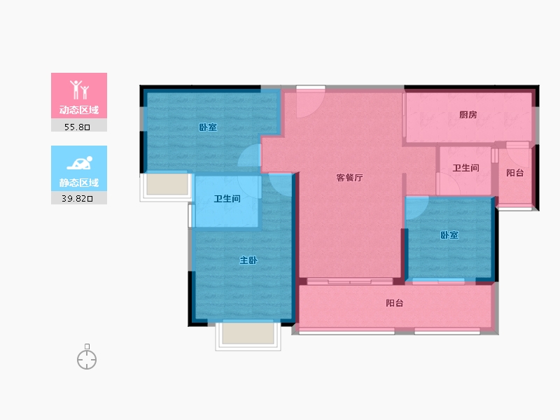 广东省-广州市-敏捷绿湖首府-85.90-户型库-动静分区