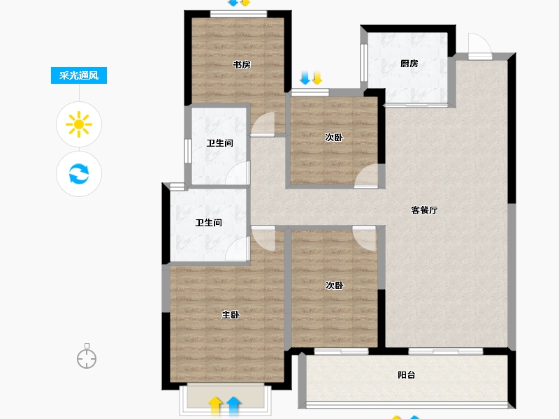 浙江省-宁波市-融创江滨之城-115.22-户型库-采光通风