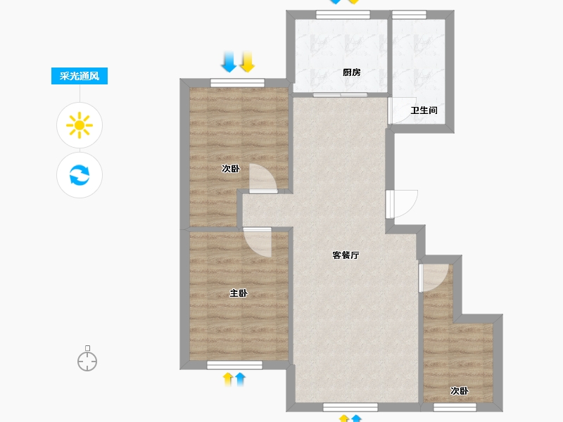 新疆维吾尔自治区-昌吉回族自治州-嘉兴小区-67.50-户型库-采光通风