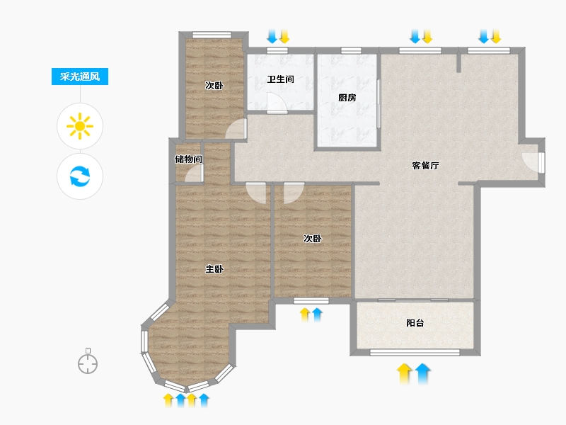 江苏省-南通市-中南世纪花城-160.00-户型库-采光通风