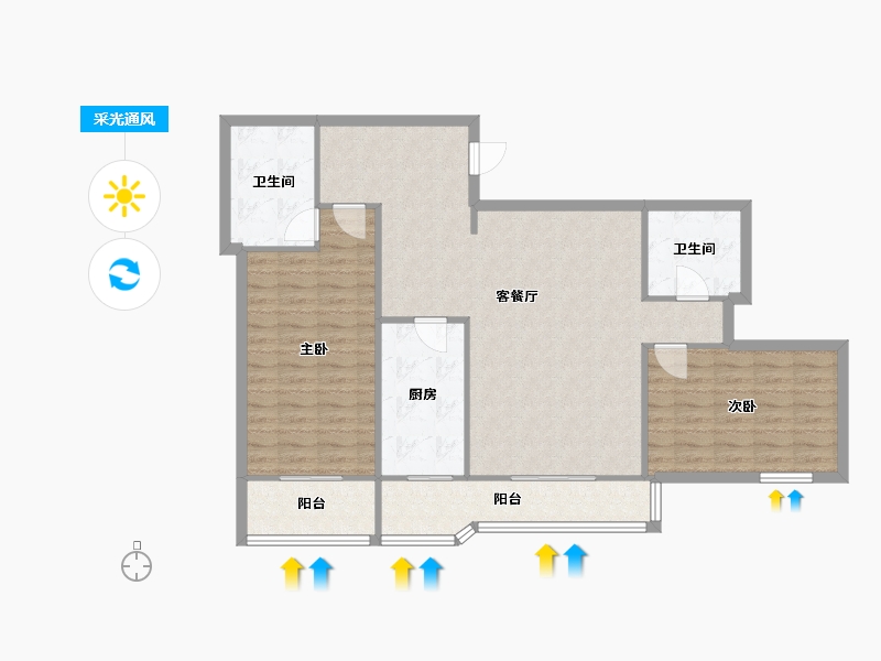 天津-天津市-锦中大厦-126.00-户型库-采光通风