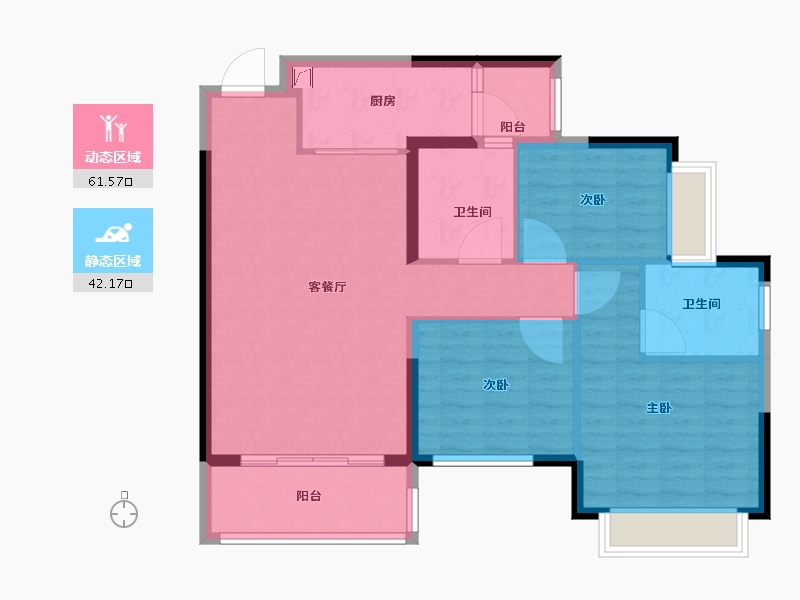 湖南省-长沙市-长沙恒大清澜苑-93.61-户型库-动静分区