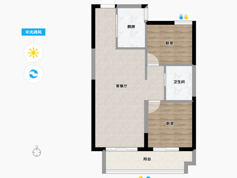 山西省-晋中市-电建地产·晋中洺悦宸苑-62.17-户型库-采光通风