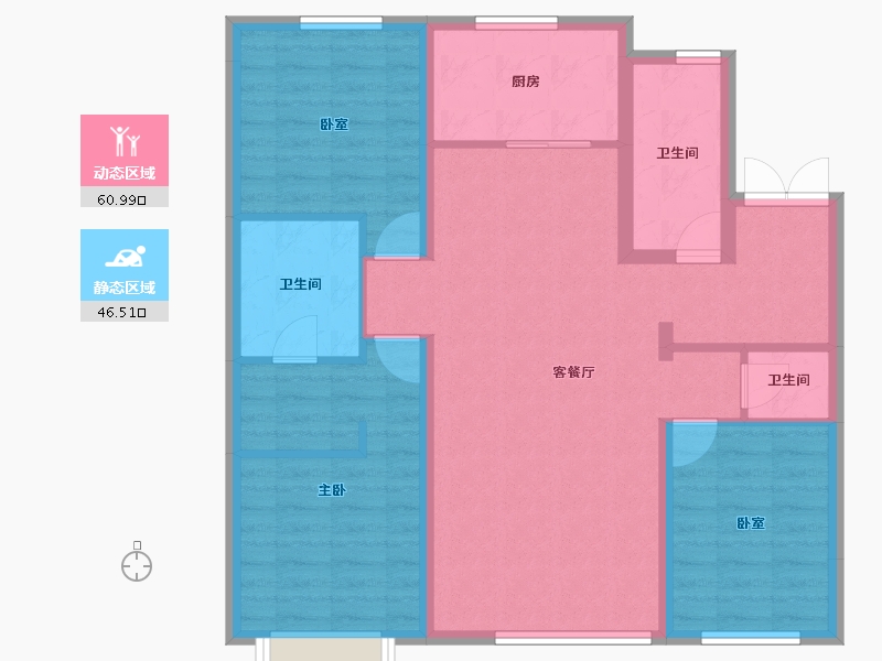 辽宁省-沈阳市-龙湖·云颂-96.34-户型库-动静分区