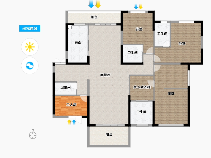 湖南省-长沙市-湘江壹号-201.77-户型库-采光通风