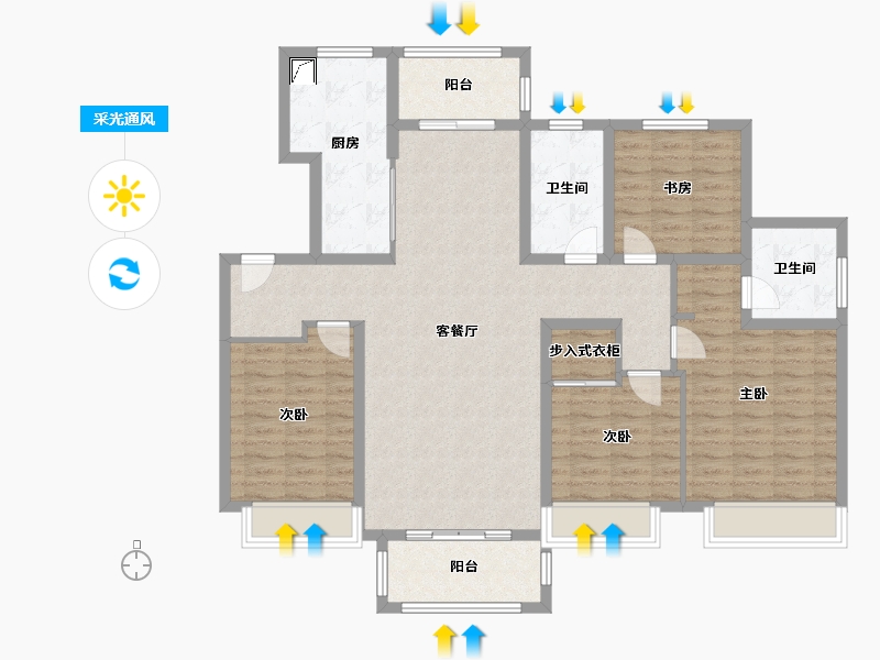 江苏省-盐城市-玥府-125.00-户型库-采光通风