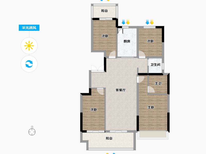 河南省-郑州市-美盛中华城-115.79-户型库-采光通风