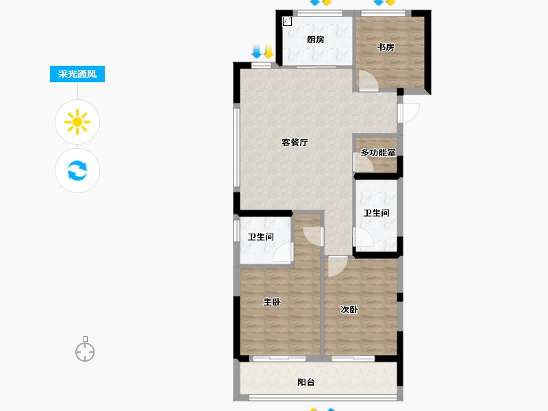 浙江省-宁波市-绿城金茂·春澜璟园-91.50-户型库-采光通风