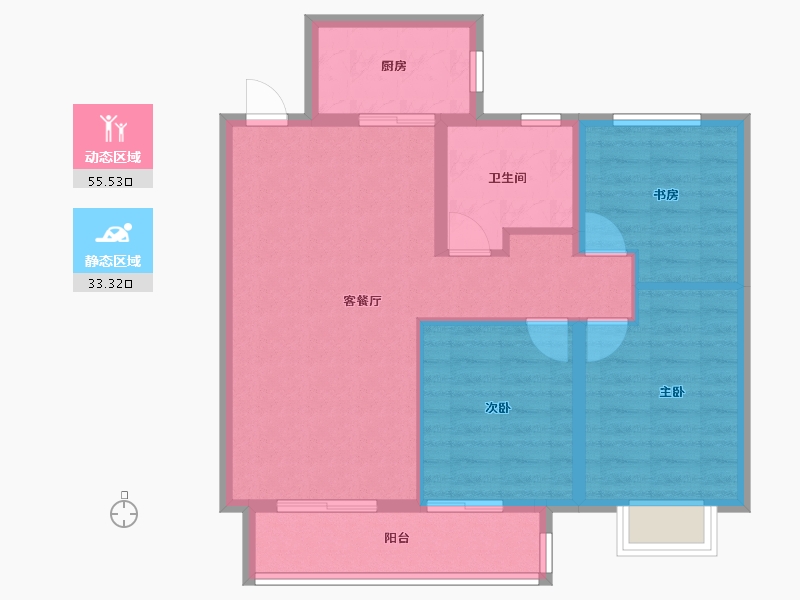 湖北省-武汉市-武汉城建恒瑞集团欣园-79.88-户型库-动静分区