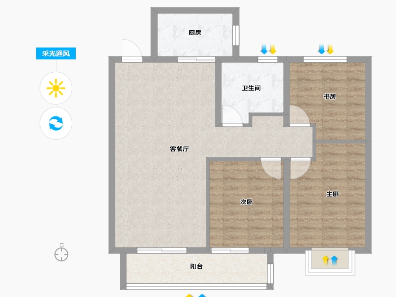 湖北省-武汉市-武汉城建恒瑞集团欣园-79.88-户型库-采光通风