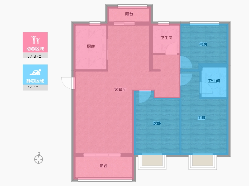 湖北省-武汉市-武汉城建恒瑞集团欣园-87.07-户型库-动静分区