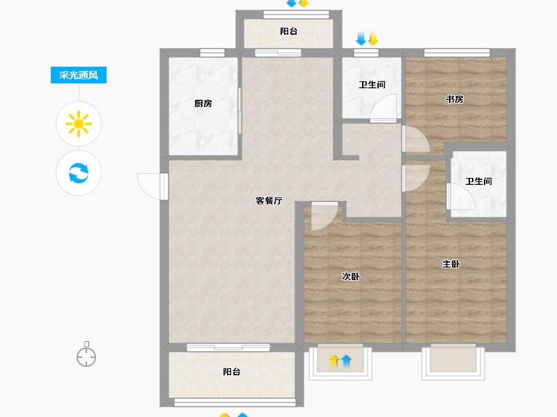 湖北省-武汉市-武汉城建恒瑞集团欣园-87.07-户型库-采光通风