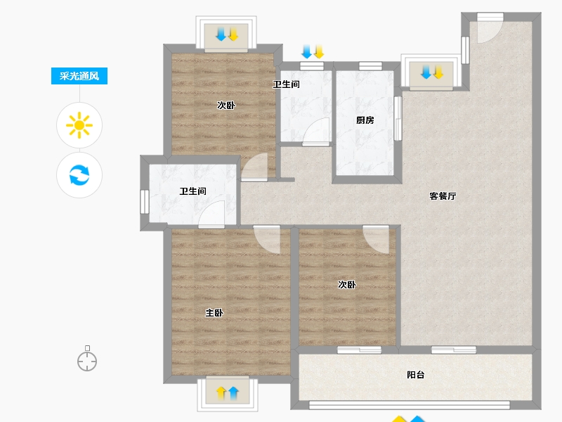 湖北省-武汉市-招商·武汉城建未来中心-100.67-户型库-采光通风