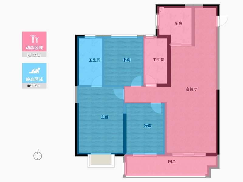 浙江省-宁波市-红星江月府-97.62-户型库-动静分区