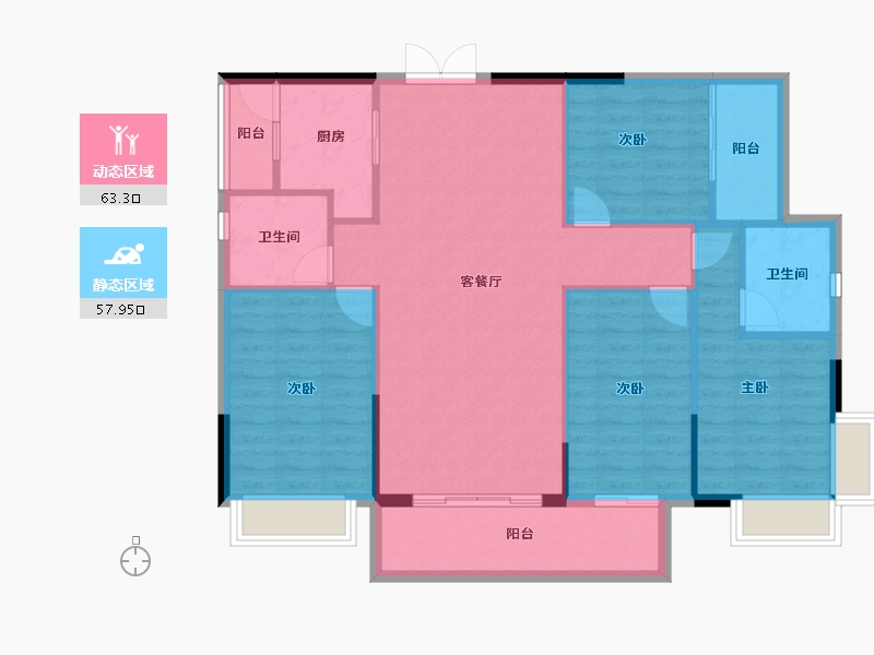 广西壮族自治区-南宁市-振宁星光广场-111.35-户型库-动静分区