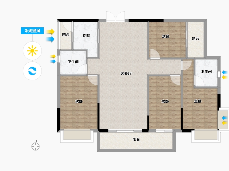 广西壮族自治区-南宁市-振宁星光广场-111.35-户型库-采光通风