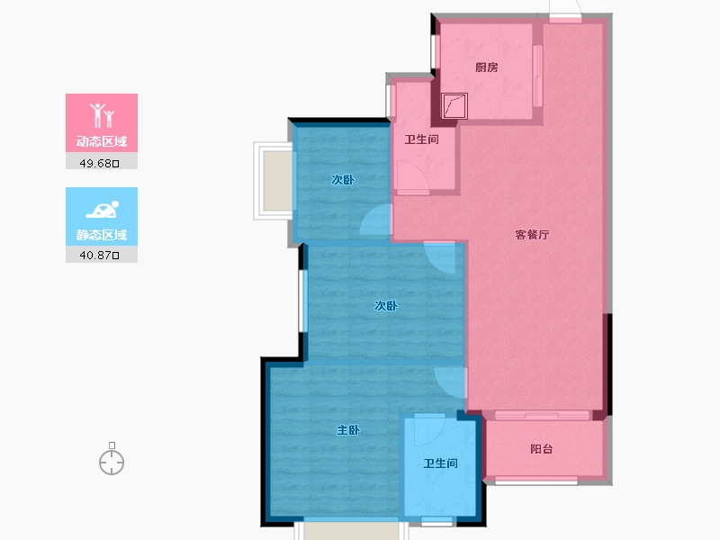 湖南省-长沙市-万科滨河道-81.60-户型库-动静分区