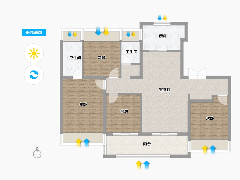 江苏省-常州市-旭辉都会上著-112.00-户型库-采光通风