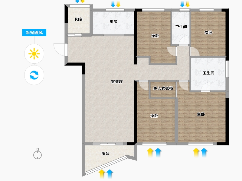 湖南省-长沙市-珠江颐德公馆-139.84-户型库-采光通风